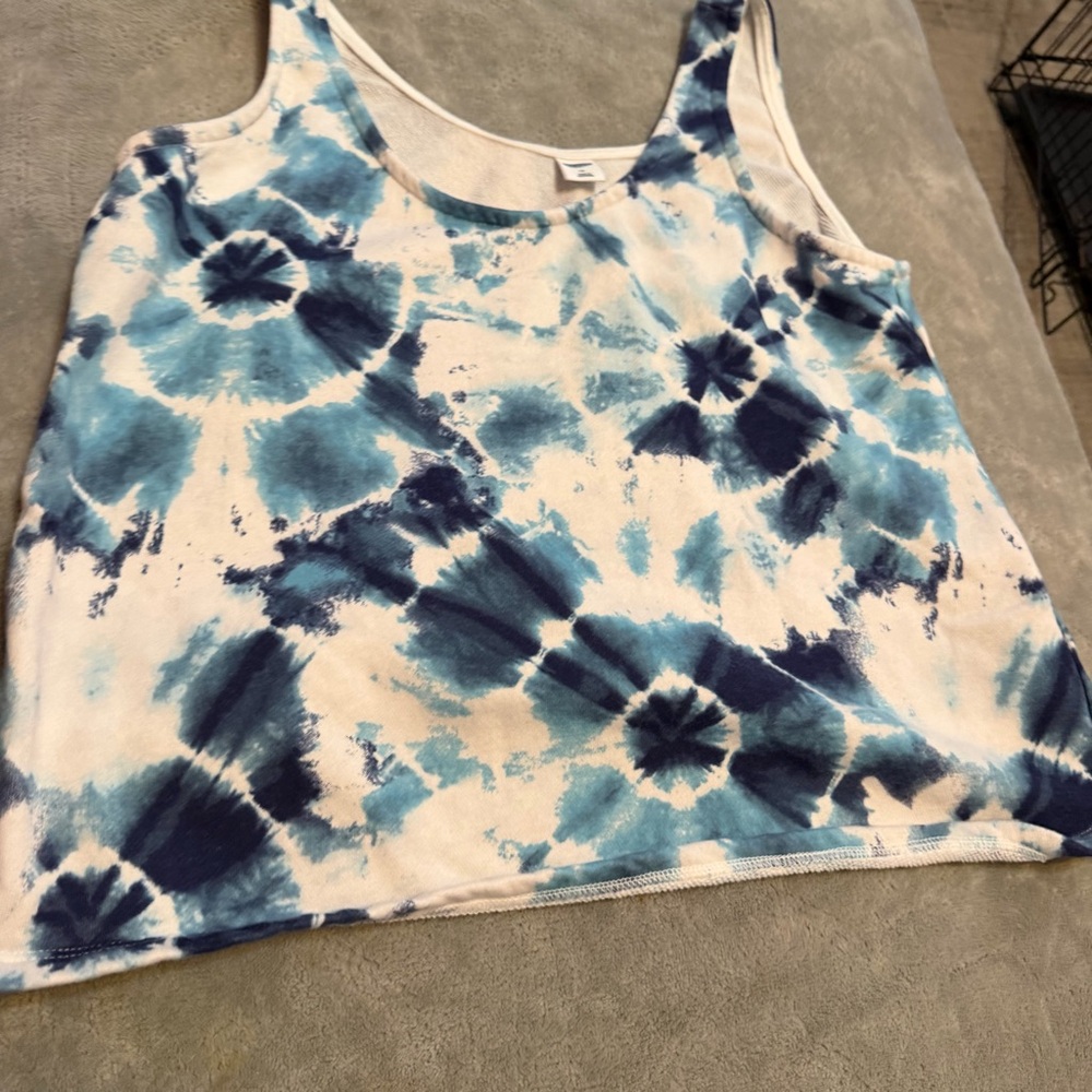 Old‎ Navy Tie Dye Tank Top Blue White Sleeveless Scoop Neck XS Stretch